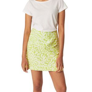 NWT SKFK Ilazki Green White Abstract Print A-Line Mini Skirt EU 38 US 6